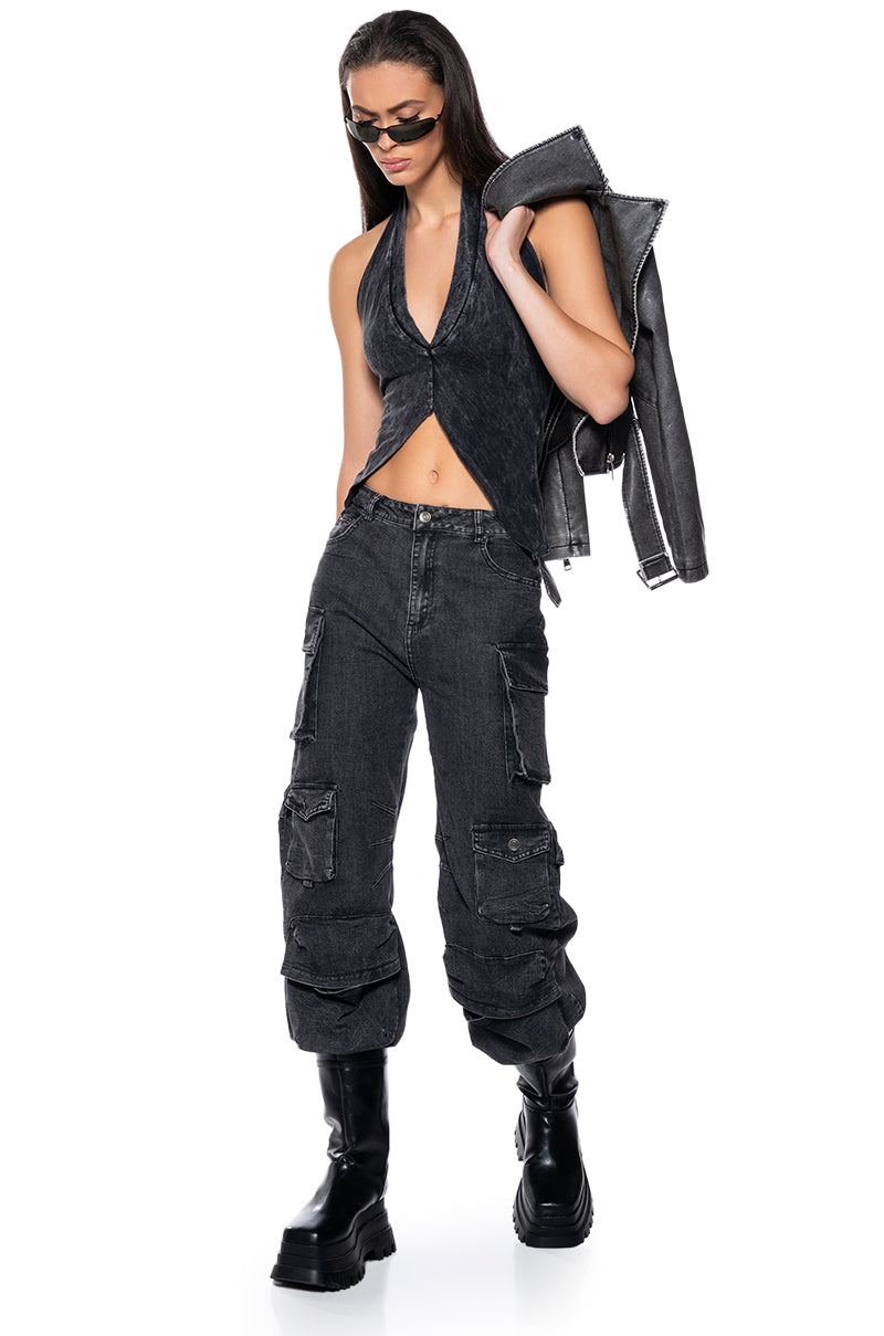 KILEY MINERAL WASH HALTER TOP