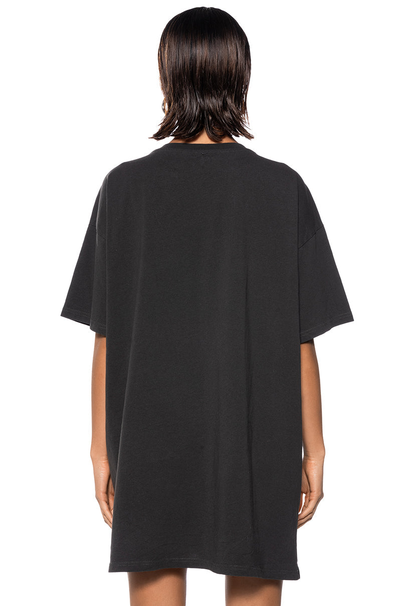 KISS OVERSIZED LONG SLEEVE SHIRT DRESS