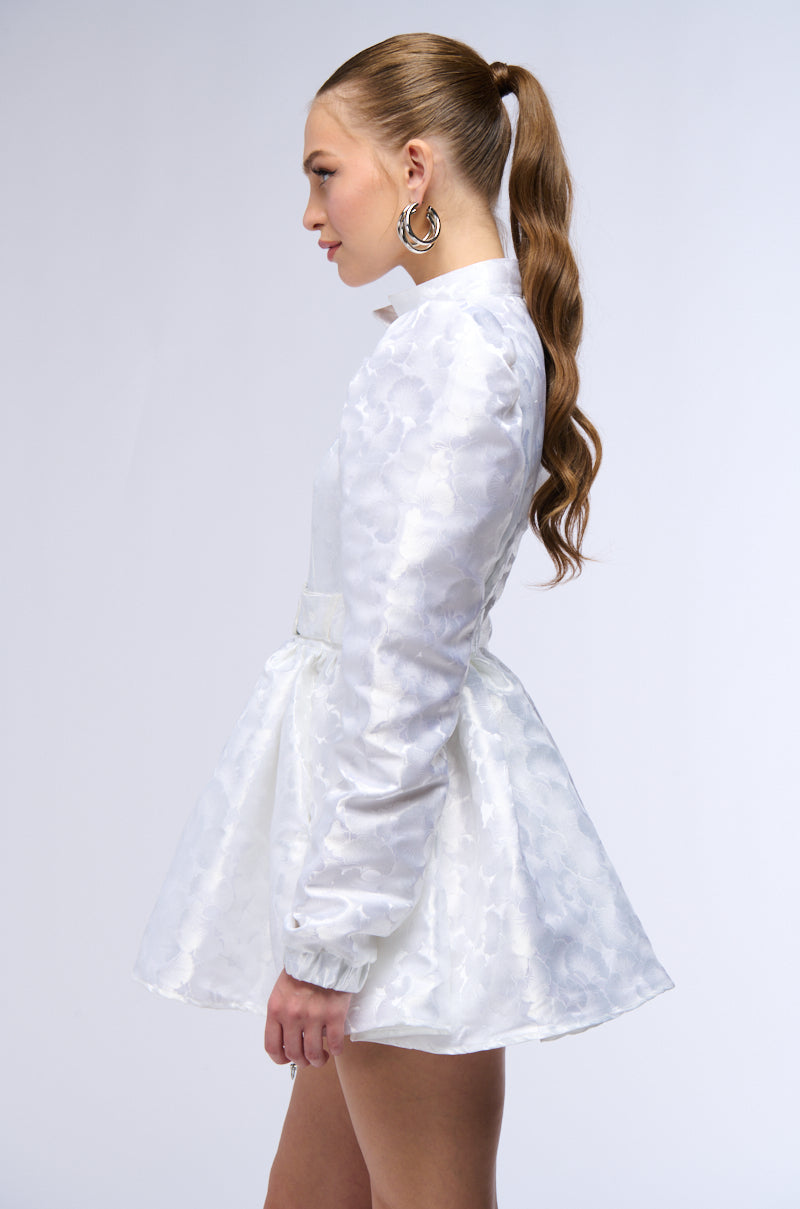 LACEY PUFF SLEEVE BELTED MINI DRESS