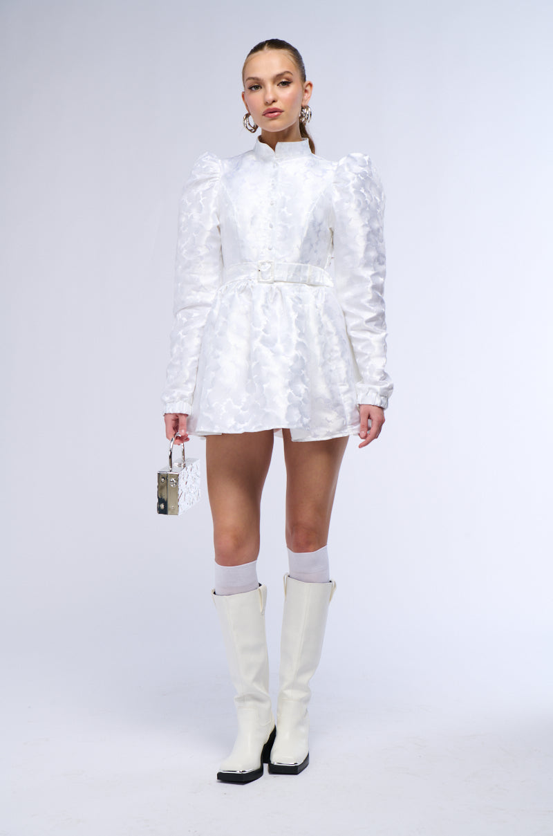 LACEY PUFF SLEEVE BELTED MINI DRESS