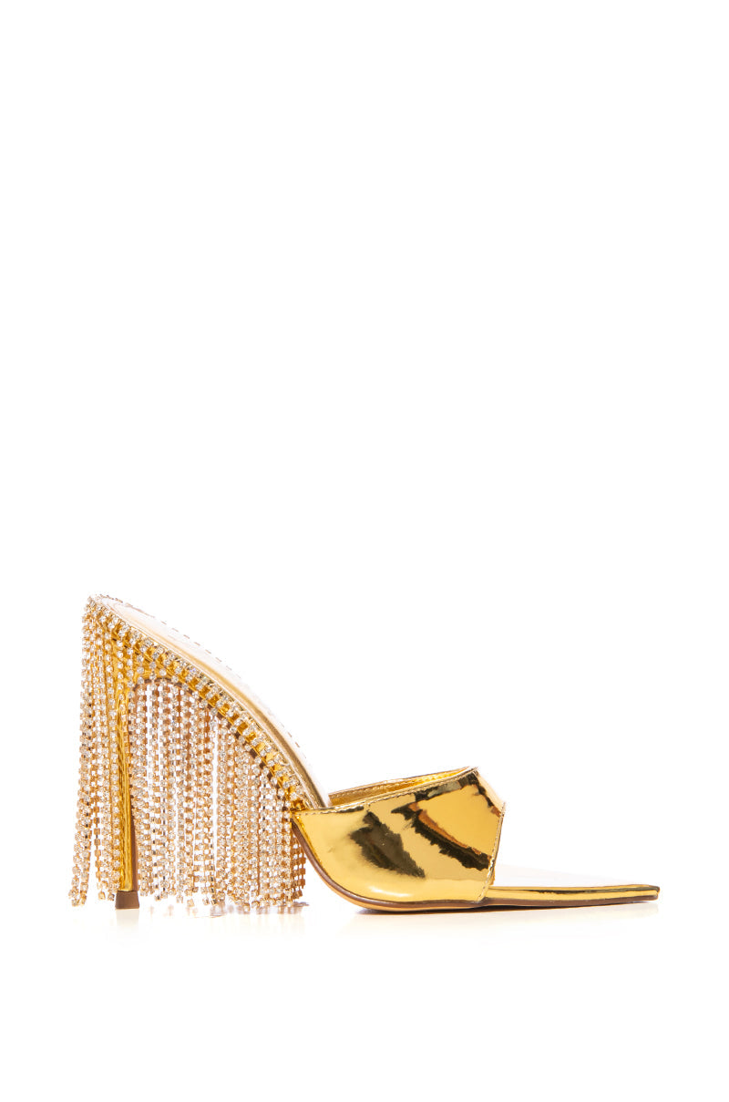 LAURENT GOLD DIAMOND DRIP HEEL SANDAL