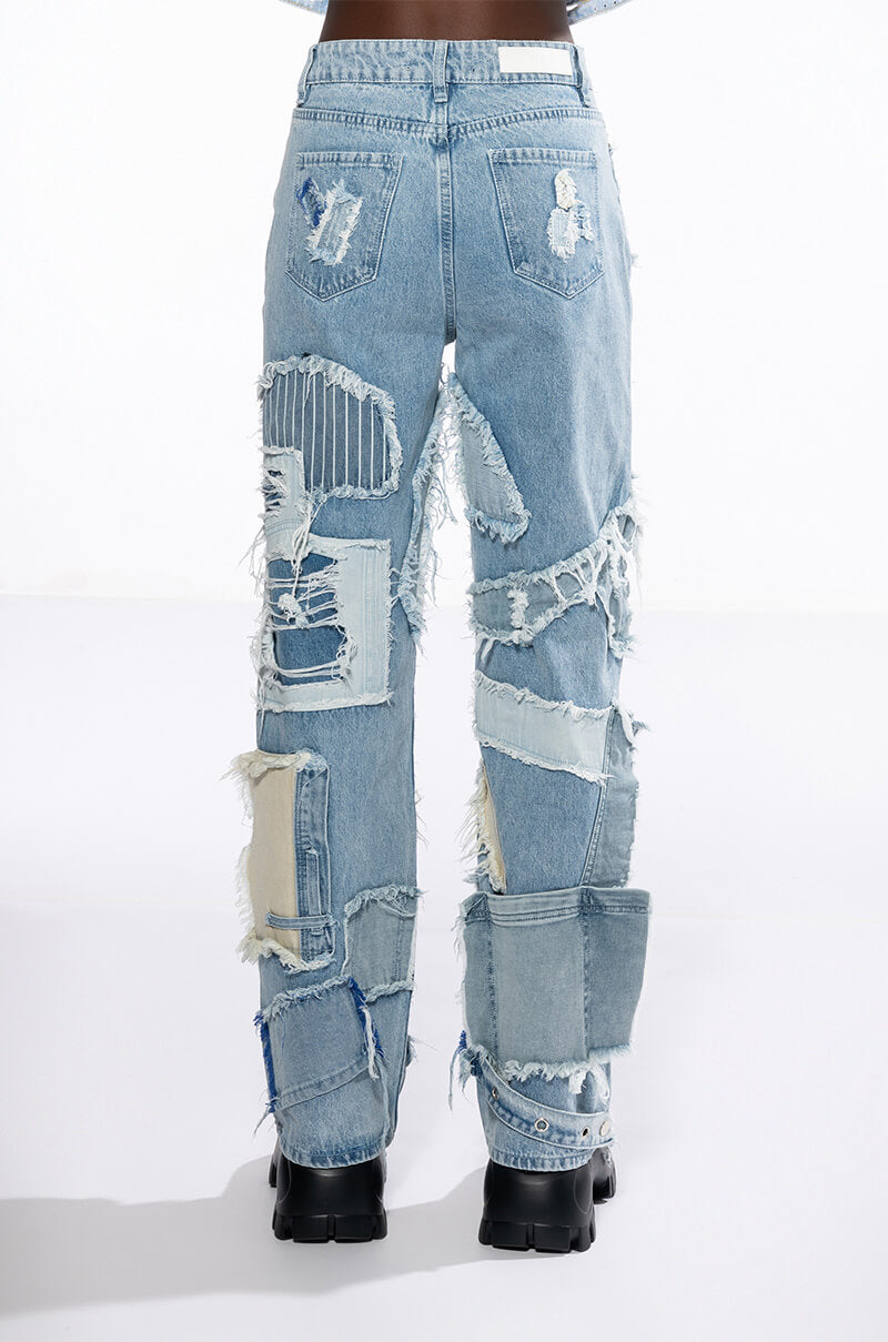 LEON PATCHWORK HIGH RISE JEANS