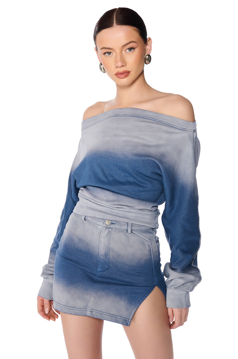 LEONA OMBRE OFF THE SHOULDER SWEATSHIRT