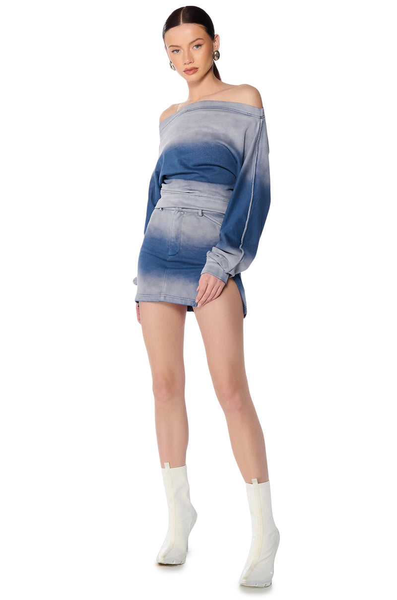LEONA OMBRE OFF THE SHOULDER SWEATSHIRT