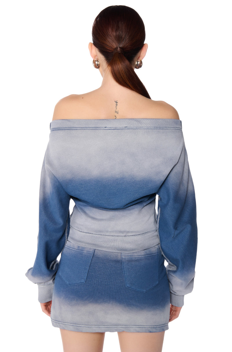 LEONA OMBRE OFF THE SHOULDER SWEATSHIRT
