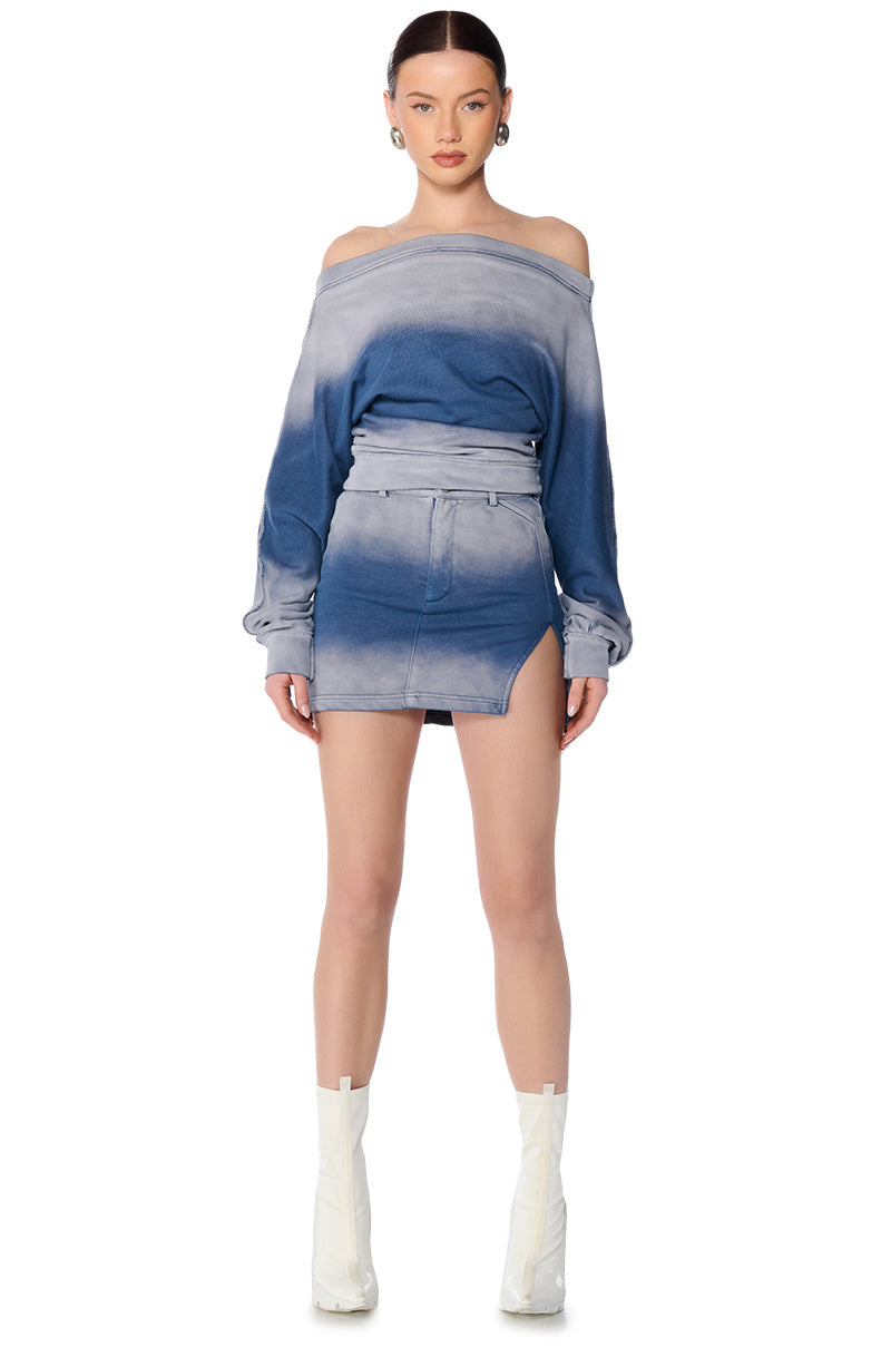 LEONA OMBRE OFF THE SHOULDER SWEATSHIRT