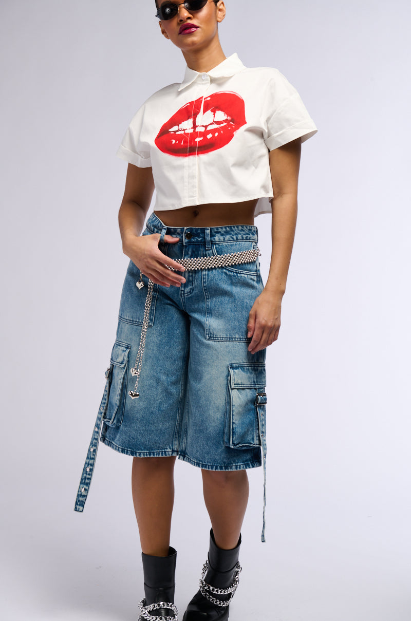 LETS GET DIRTY CARGO DENIM SHORT