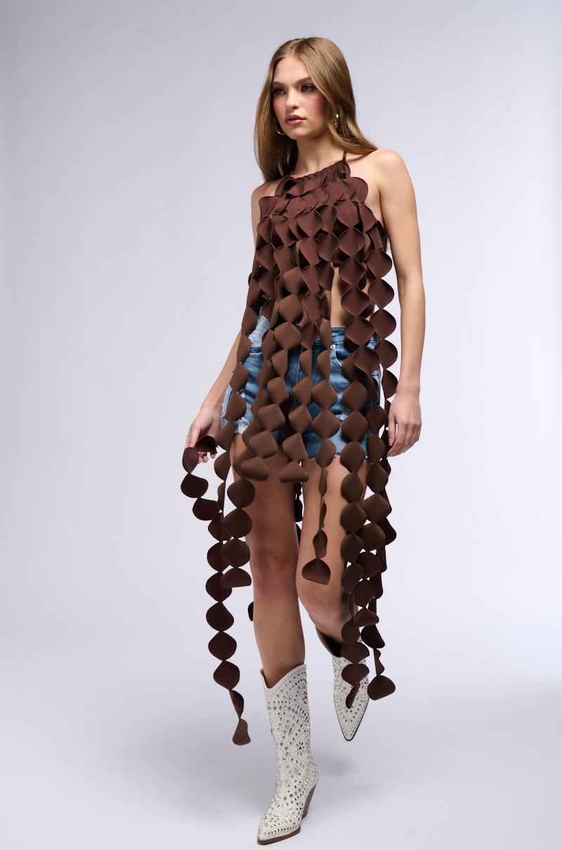 LIGHTS FLASHING HALTER TIE NECK TOP