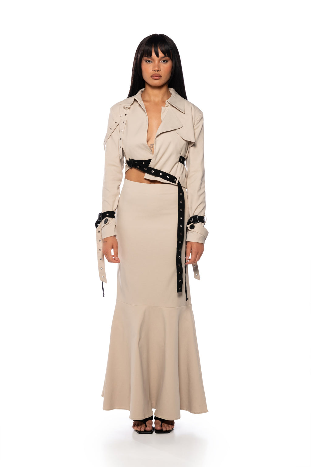 LINDEN FITTED TRUMPET MAXI SKIRT