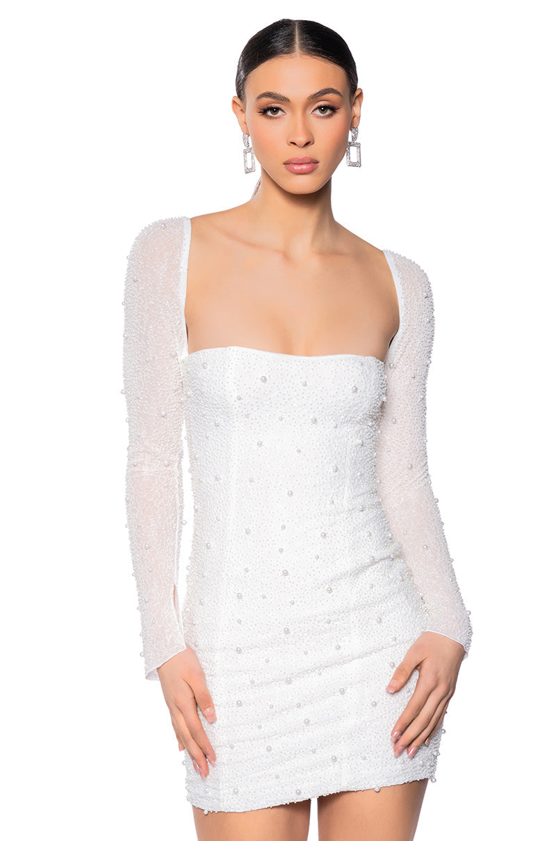 LOOK EXPENSIVE LONG SLEEVE EMBELLISHED MINI DRESS