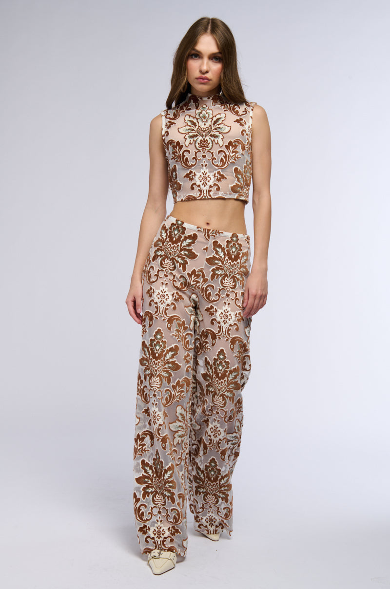 LOTUS MESH FLARE PANTS