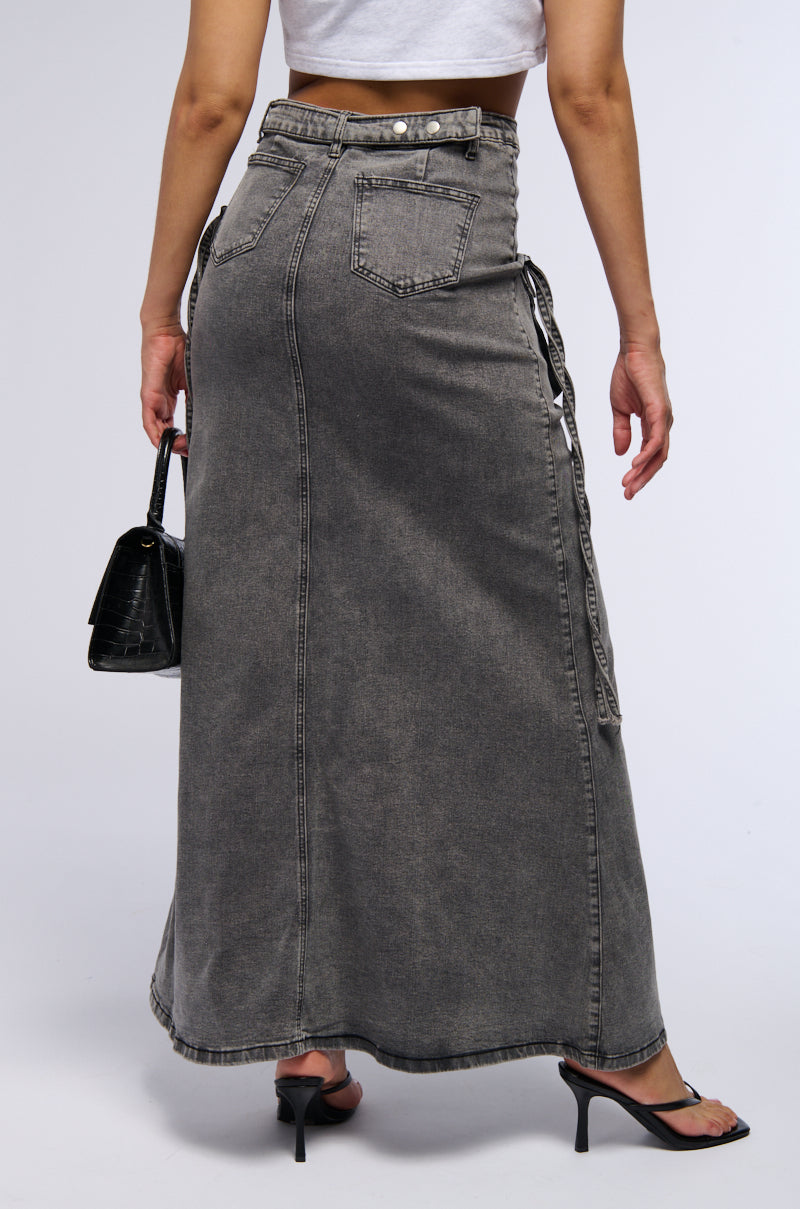 LOVE HATE THING DENIM MAXI SKIRT