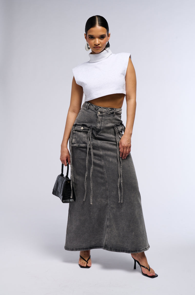 LOVE HATE THING DENIM MAXI SKIRT