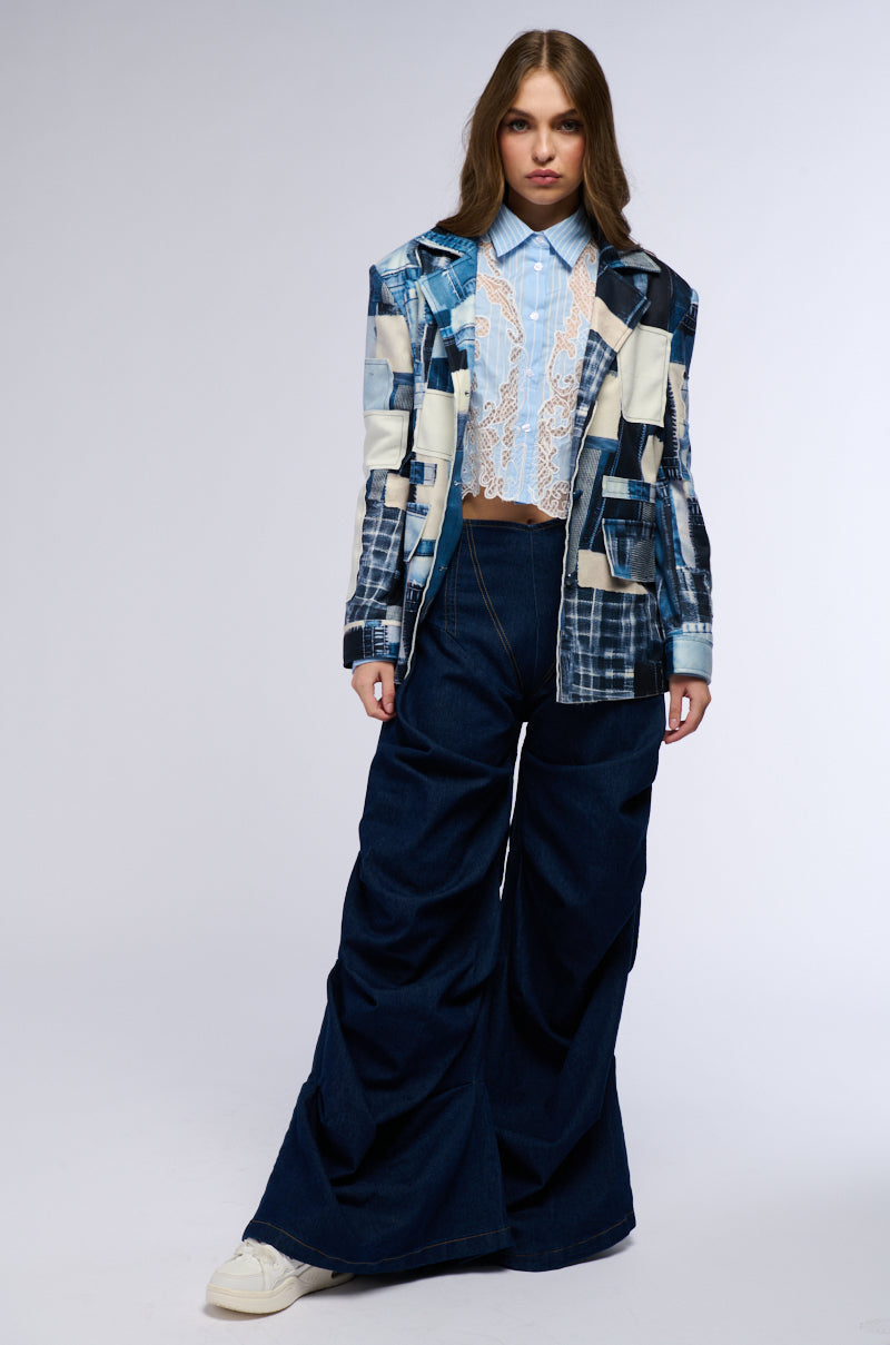 LOVE ME LIKE THAT BUTTON DOWN BLOUSE WITH LACE DETAILING