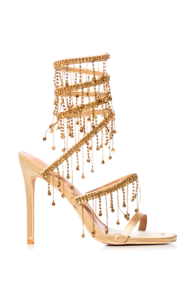 HIGHEND EMBELLISHED BEADING SANDAL IN GOLD