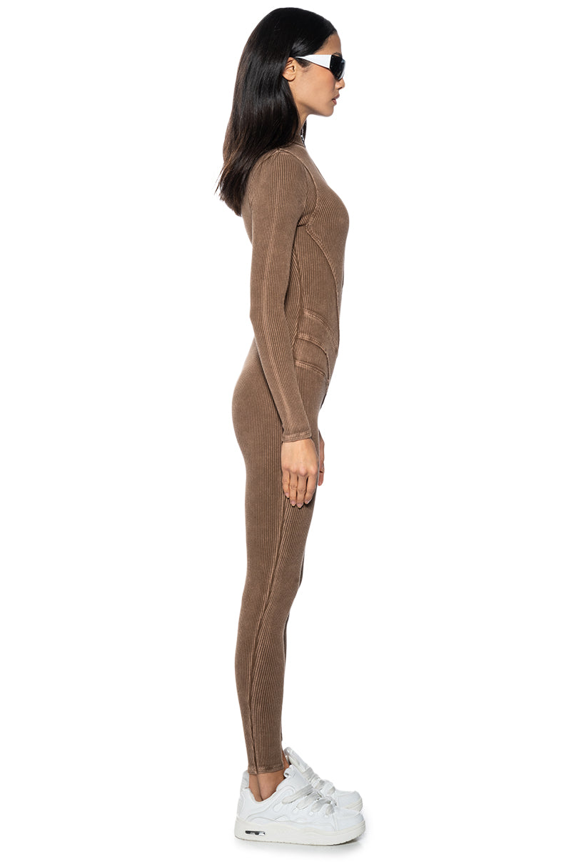 MADDELYN ZIP FRONT LONG SLEEVE CATSUIT