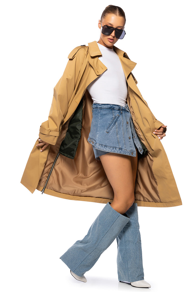 MARA BUTTON FRONT DENIM MINI SKORT