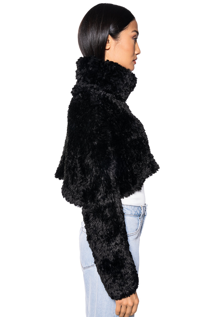 ME OR YOU FUZZY CROPPED TURTLENECK SWEATER