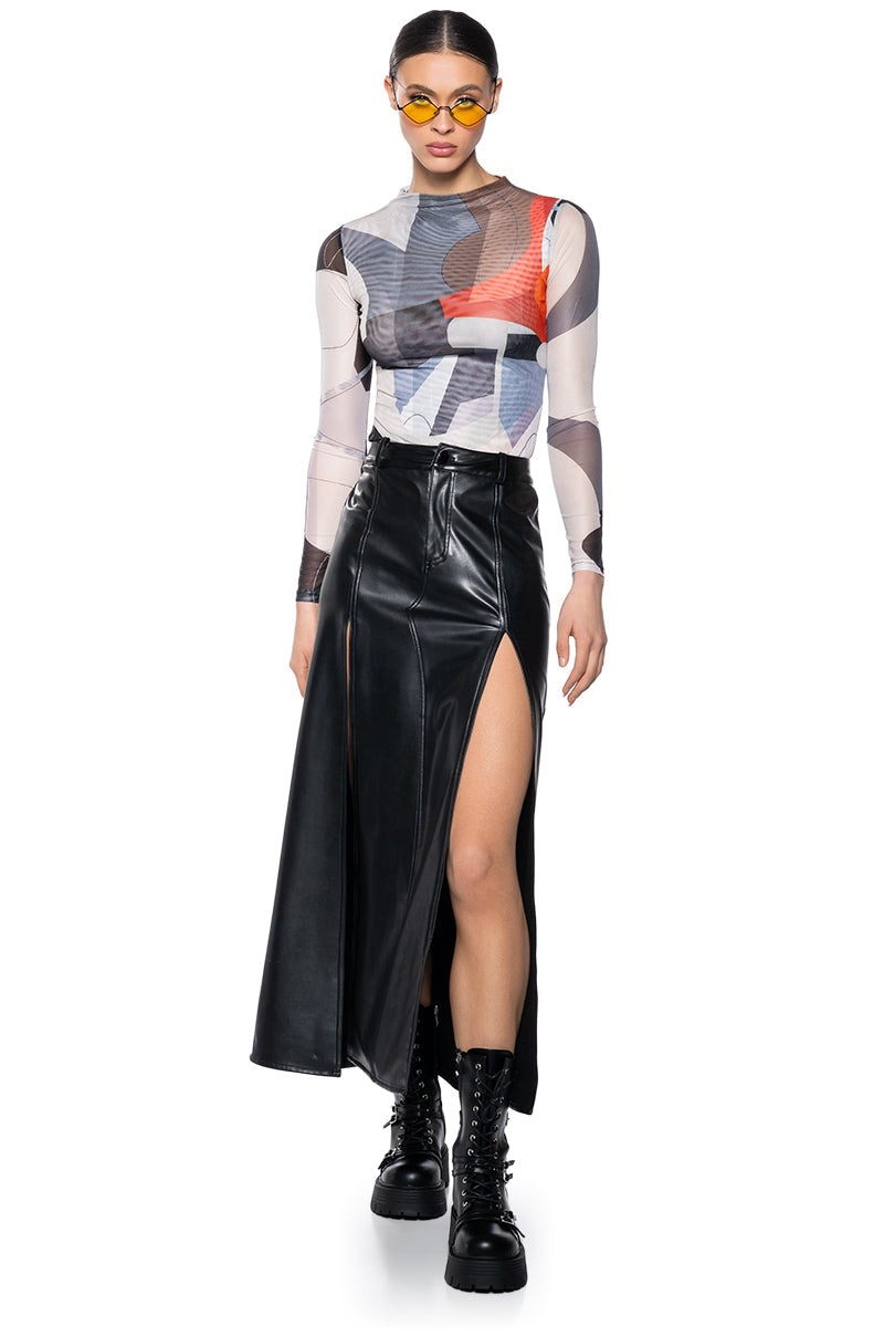 MEET ME AT THE MUSEUM LONG SLEEVE MESH BODYSUIT