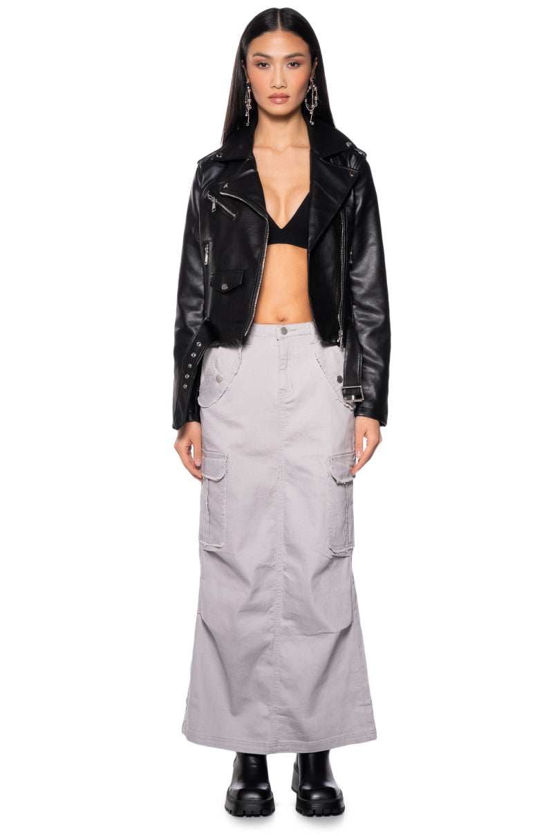 MELINA DENIM CARGO MIDI SKIRT