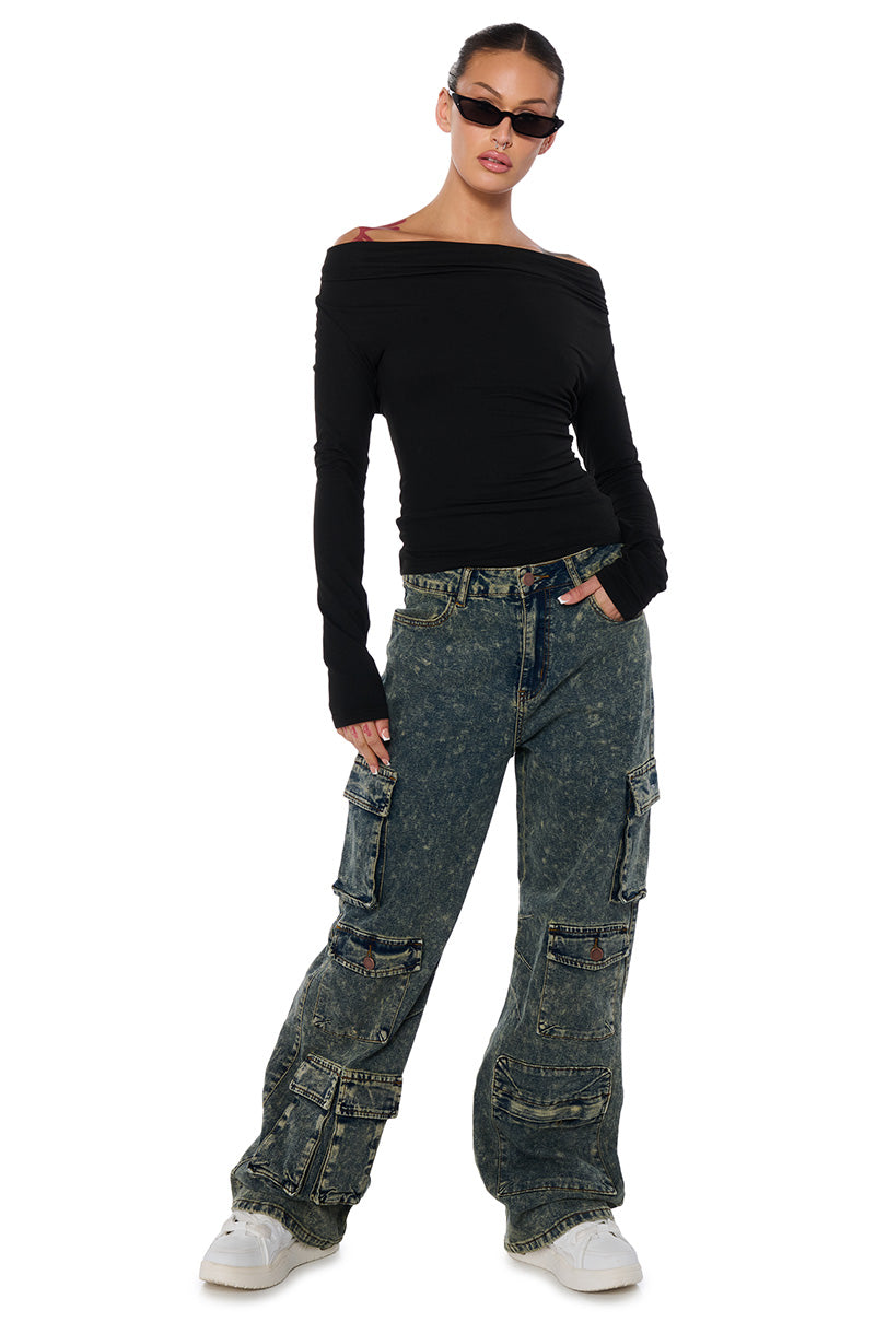 MILA OVERSIZED DENIM CARGO PANT