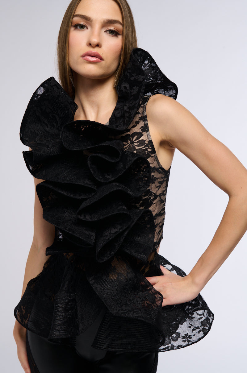 MISS FASHIONISTA SLEEVELESS LACE BLOUSE