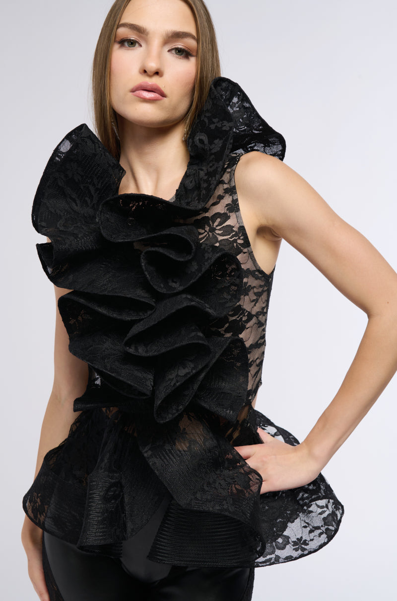 MISS FASHIONISTA SLEEVELESS LACE BLOUSE