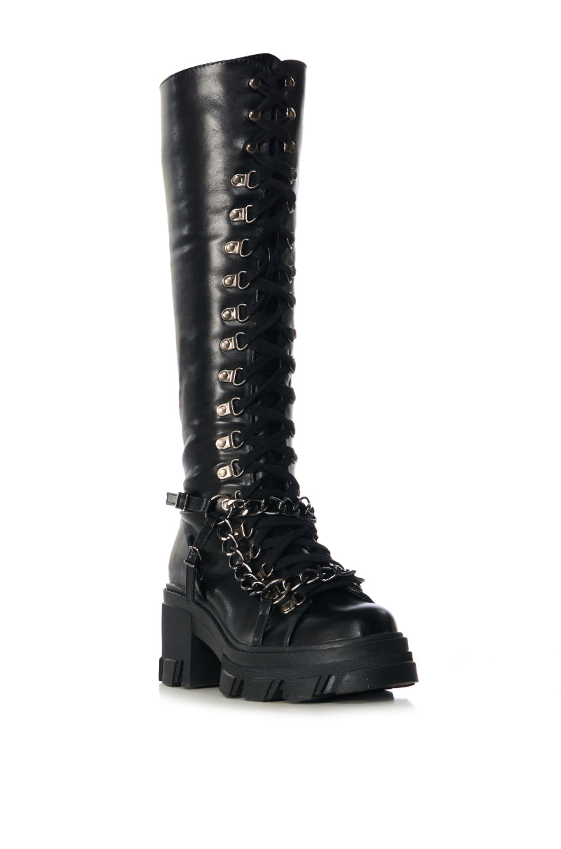 MORGAN BLACK LACE UP BOOT