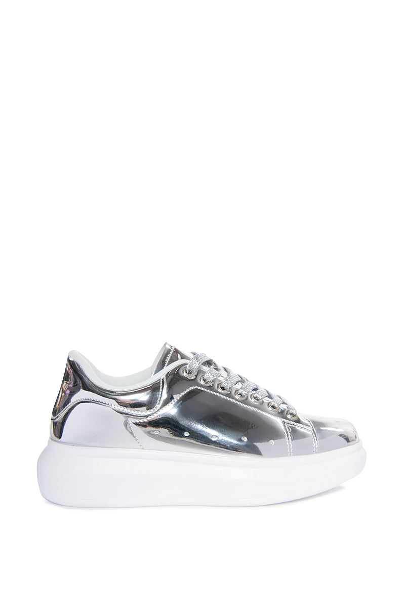 5008A FLATFORM SNEAKER IN SILVER