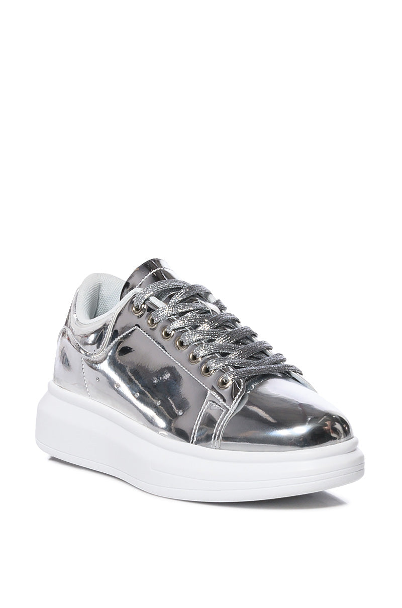 5008A FLATFORM SNEAKER IN SILVER