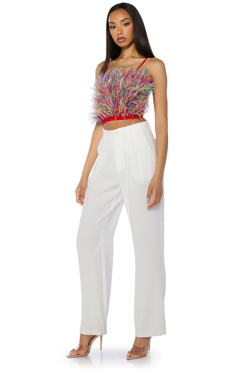 NADIA STATEMENT FEATHER TANK TOP