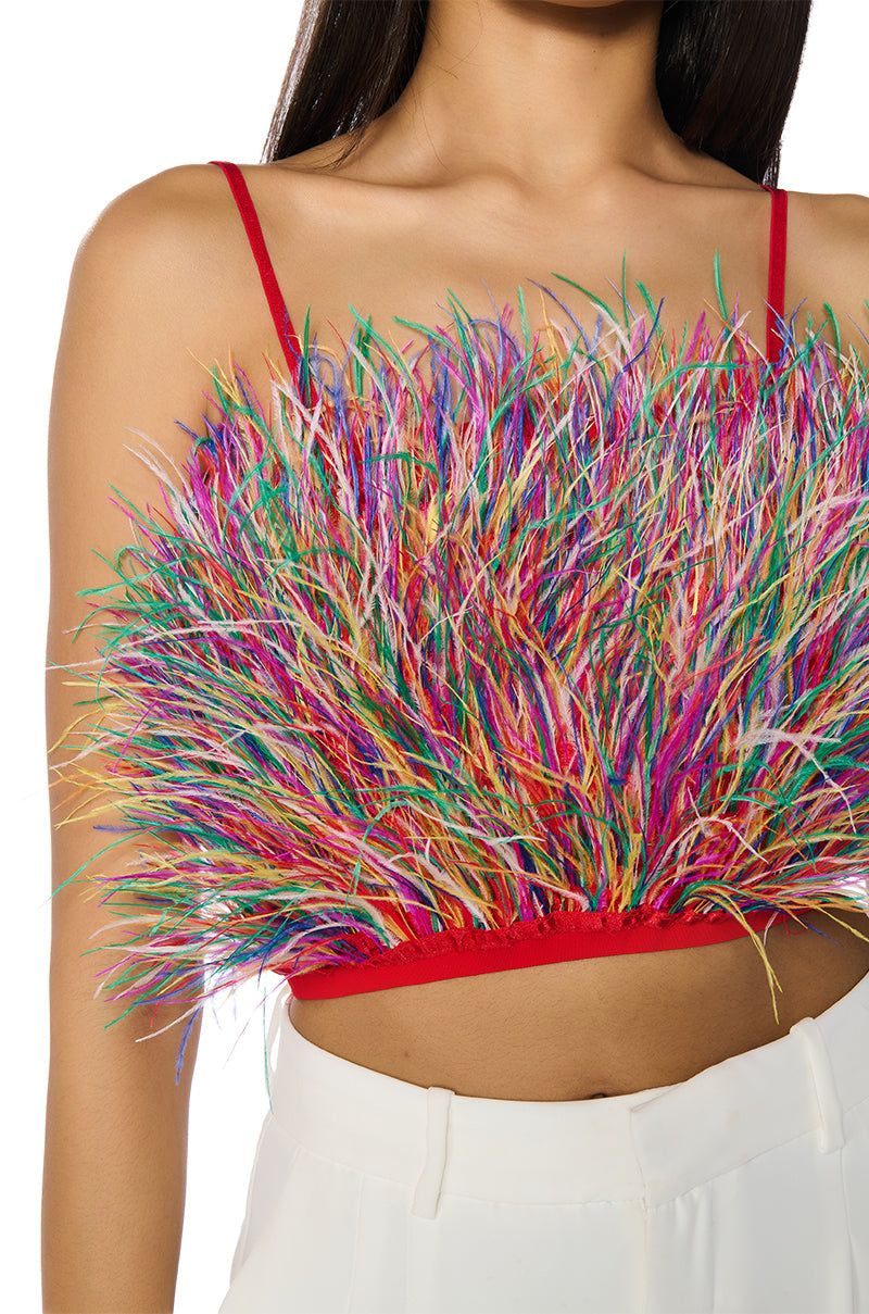 NADIA STATEMENT FEATHER TANK TOP