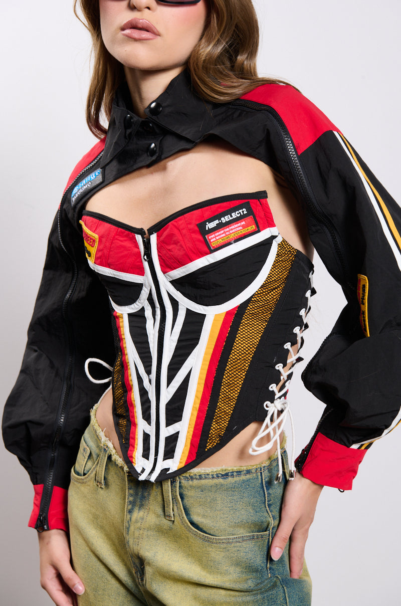 NEED FOR SPEED ZIP UP FRONT CORSET TOP