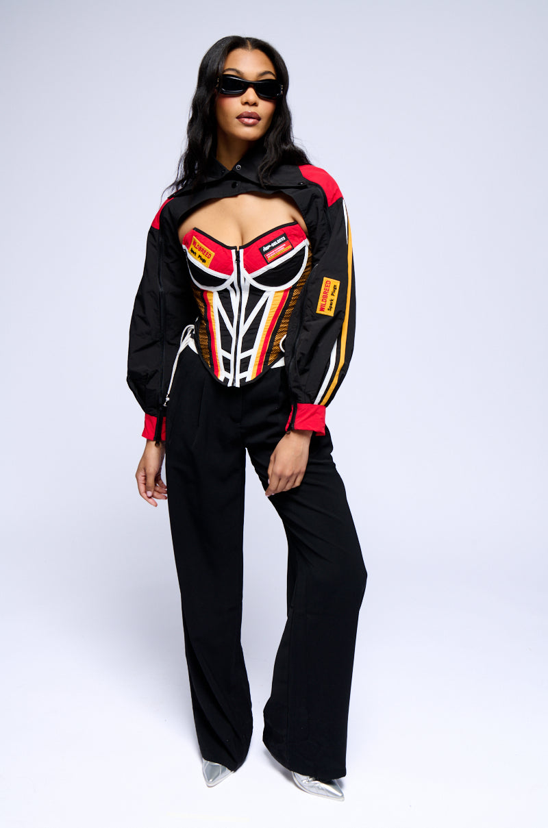NEED FOR SPEED ZIP UP FRONT CORSET TOP