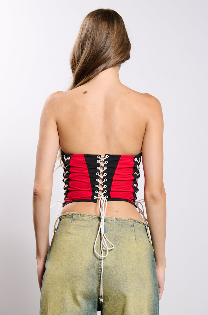 NEED FOR SPEED ZIP UP FRONT CORSET TOP