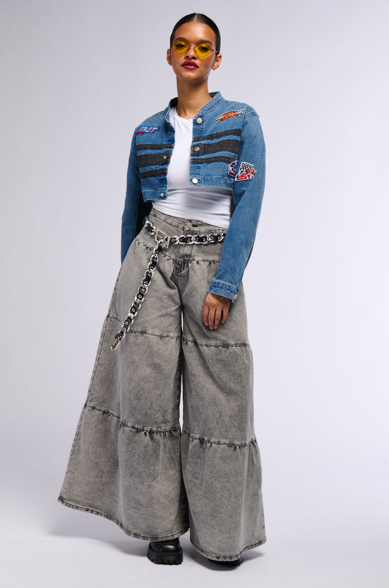 NIKIA TIERED WIDE LEG DENIM JEAN