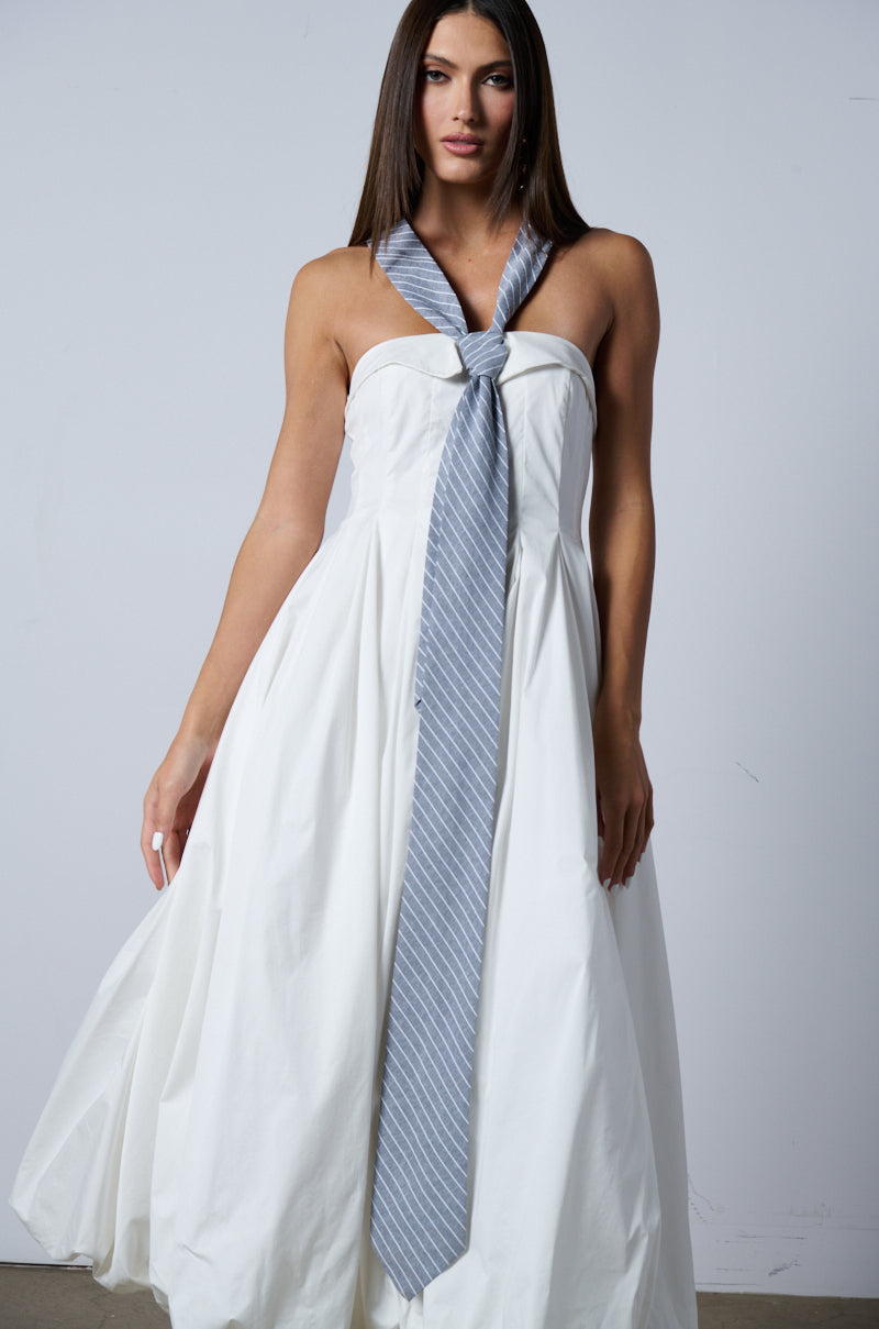 NOT YOUR BOYFRIENDS SHIRT POPLIN MIDI DRESS WITH TIE