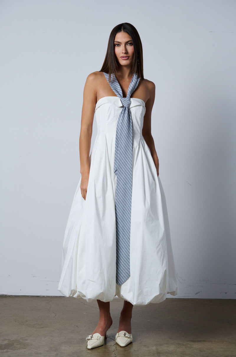 NOT YOUR BOYFRIENDS SHIRT POPLIN MIDI DRESS WITH TIE