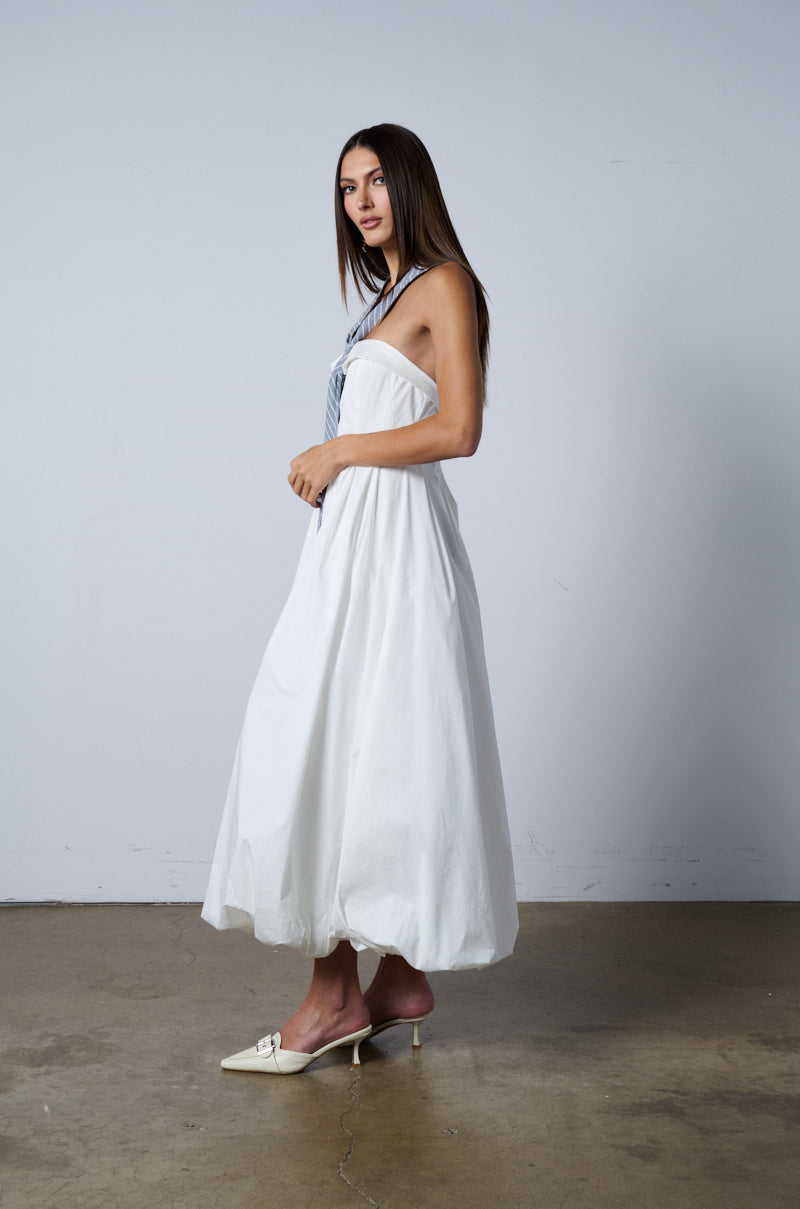 NOT YOUR BOYFRIENDS SHIRT POPLIN MIDI DRESS WITH TIE