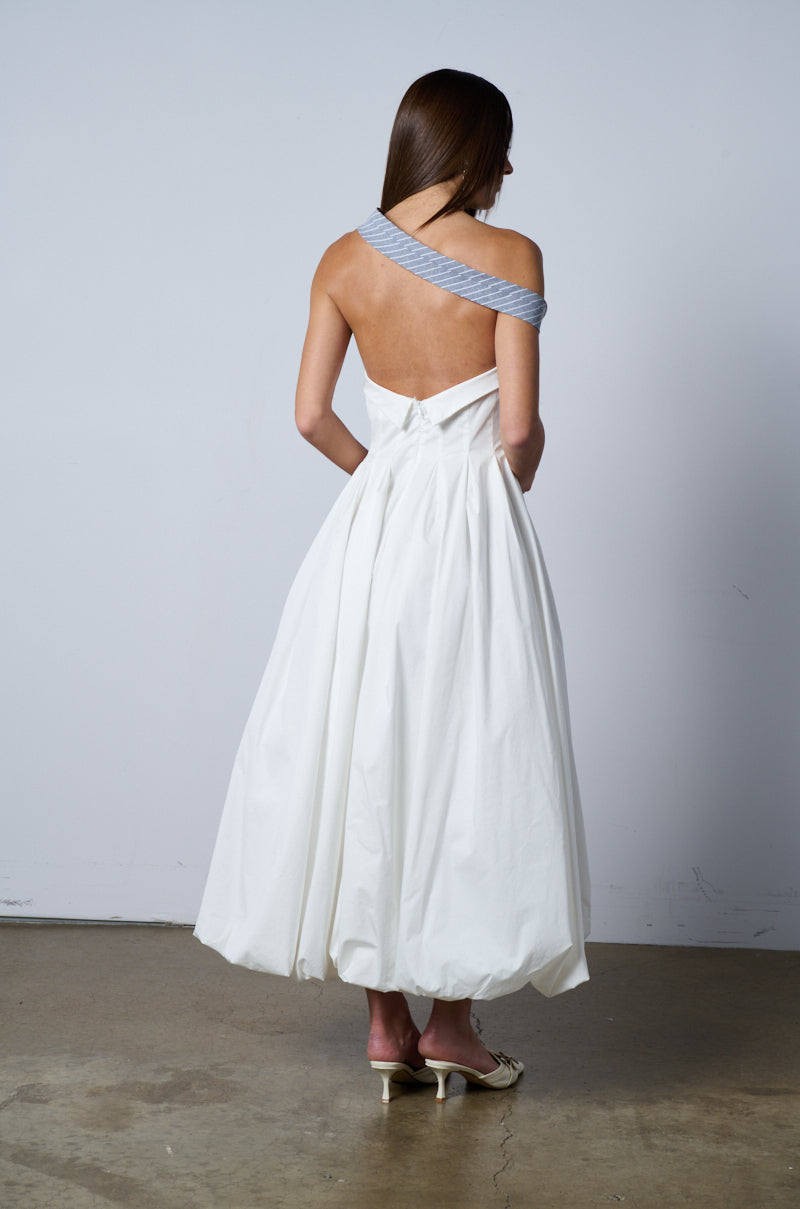 NOT YOUR BOYFRIENDS SHIRT POPLIN MIDI DRESS WITH TIE