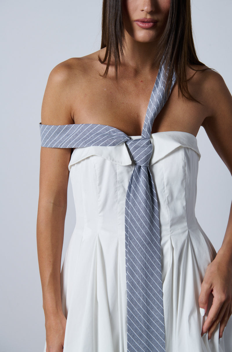 NOT YOUR BOYFRIENDS SHIRT POPLIN MIDI DRESS WITH TIE