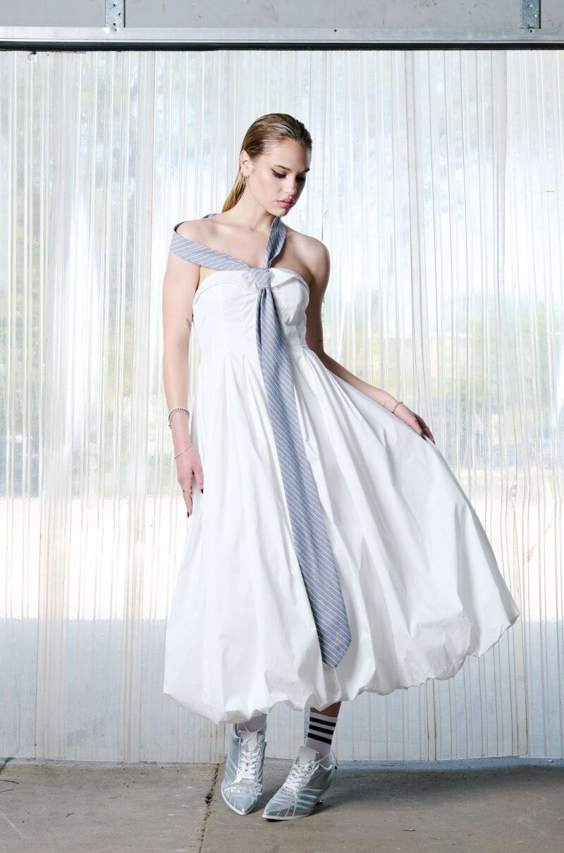 NOT YOUR BOYFRIENDS SHIRT POPLIN MIDI DRESS WITH TIE