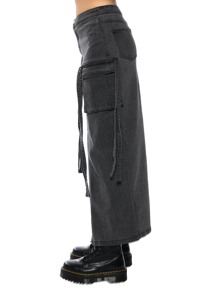 WHITNEY CARGO DENIM MAXI SKIRT
