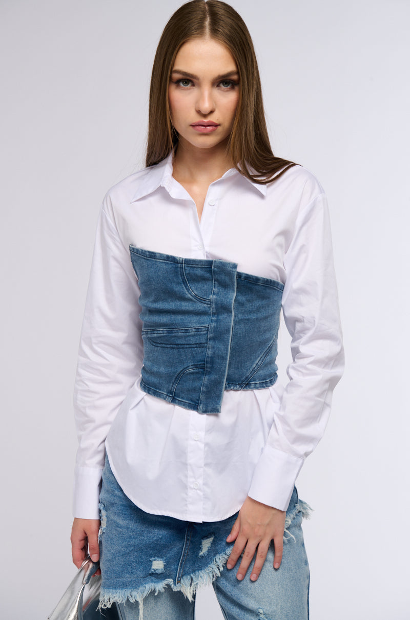 OUTSIDE ALL NIGHT BUTTON DOWN BLOUSE