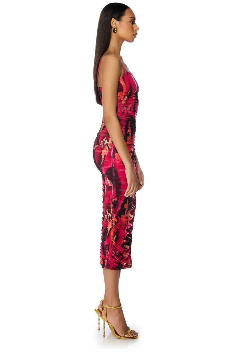 OVERSEAS VACATION MESH MIDI DRESS