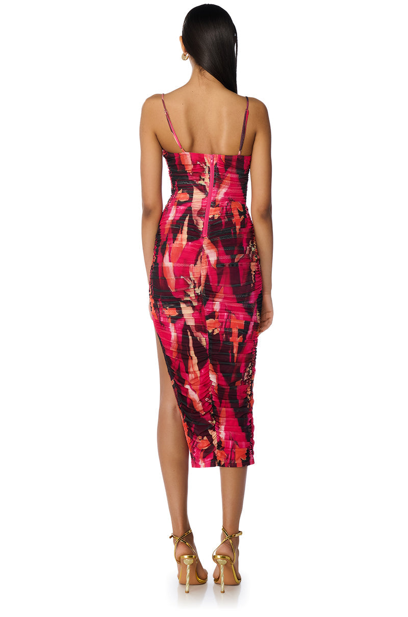 OVERSEAS VACATION MESH MIDI DRESS