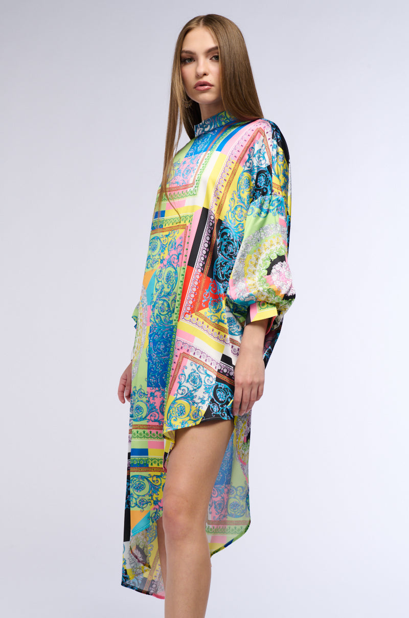 PAISLEY DREAMS PRINTED ASYMMETRICAL MIDI DRESS