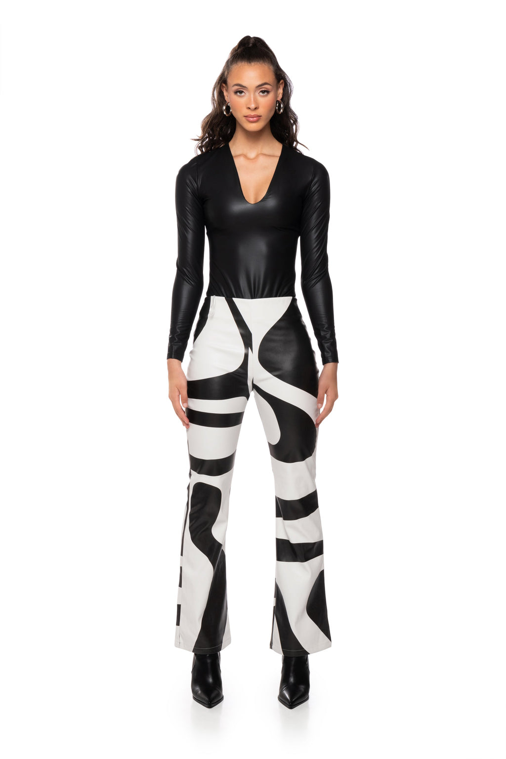 PAXTON FAUX LEATHER LONG SLEEVE BODYSUIT