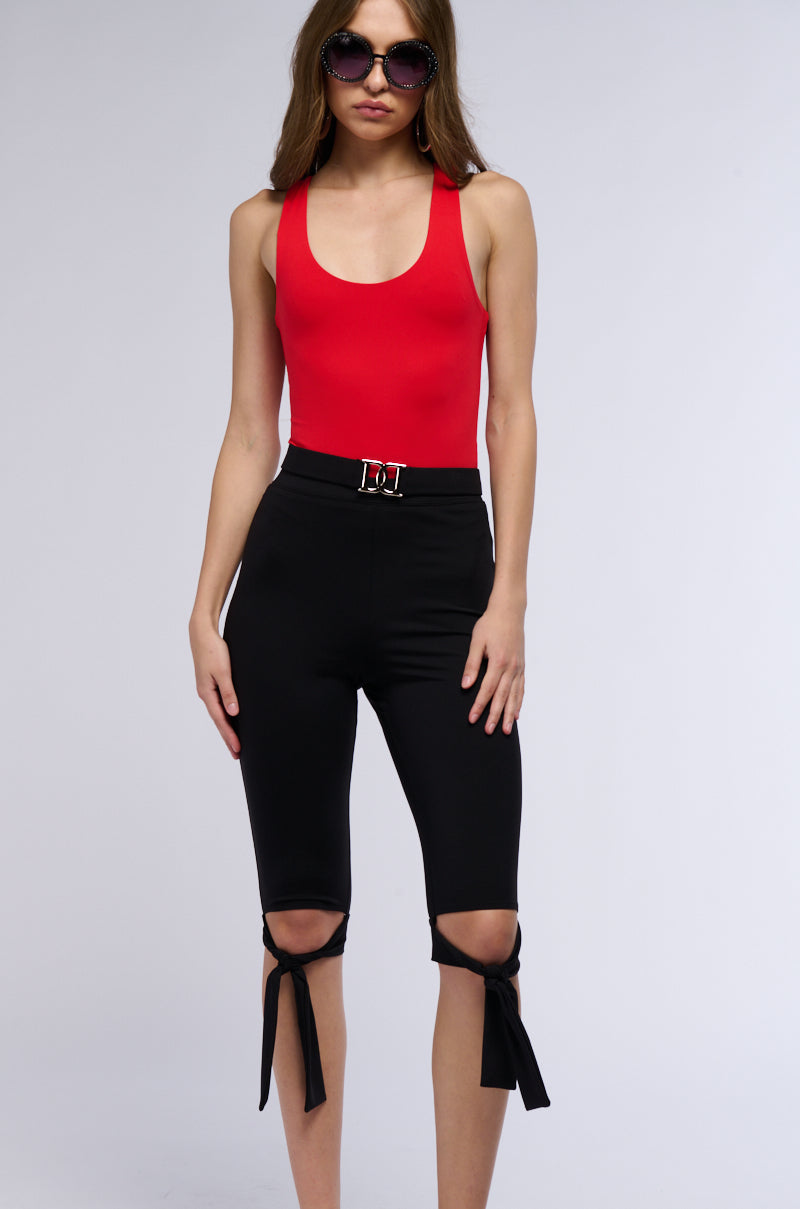 PAXTON SCOOP NECK BODYSUIT IN RED