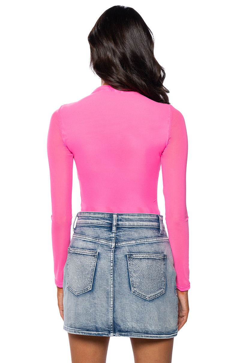 PAXTON SEXY DOUBLE MESH LONG SLEEVE BODYSUIT